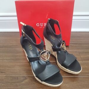 GUESS Black Wedge Sandals